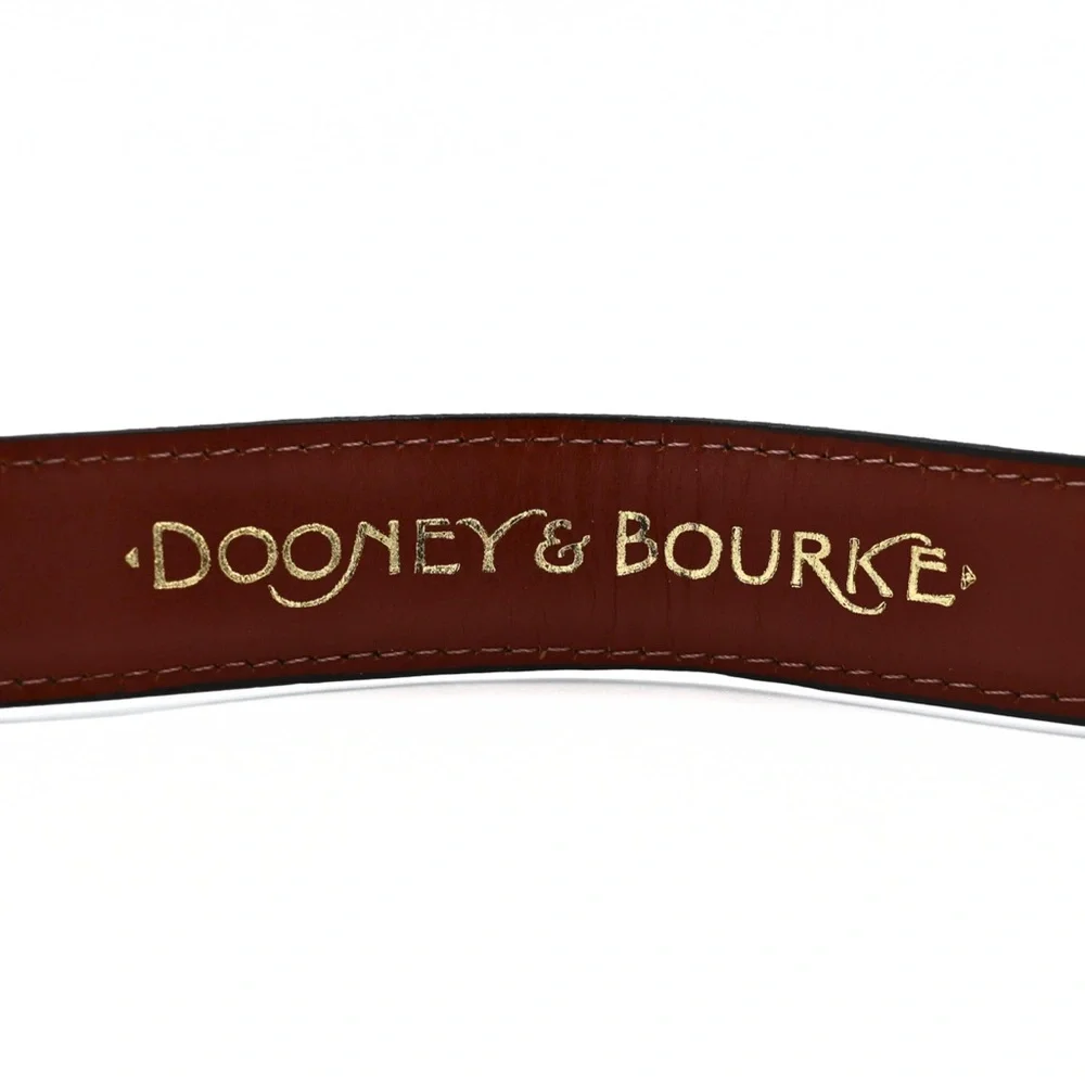 Dooney & Bourke Dark Green Leather Belt with Brown Accent and Gold Buckle